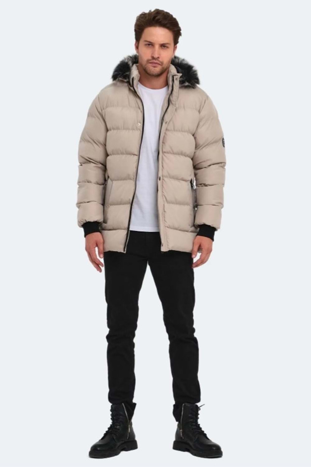 Slazenger ST23JE027 Heck Erkek Kapüşonlu Şişme Mont - Slazenger - Taş