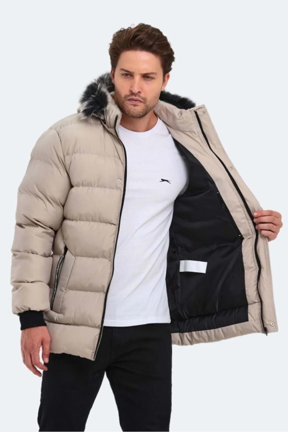 Slazenger ST23JE027 Heck Erkek Kapüşonlu Şişme Mont - Slazenger - Taş