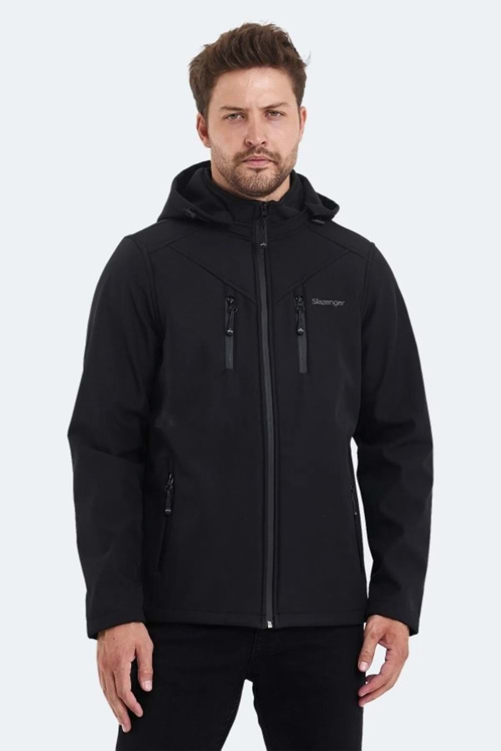 Slazenger ST21JE004 Ha-Yun Erkek Softshell Kapüşonlu Mont & Kaban - Slazenger - Siyah