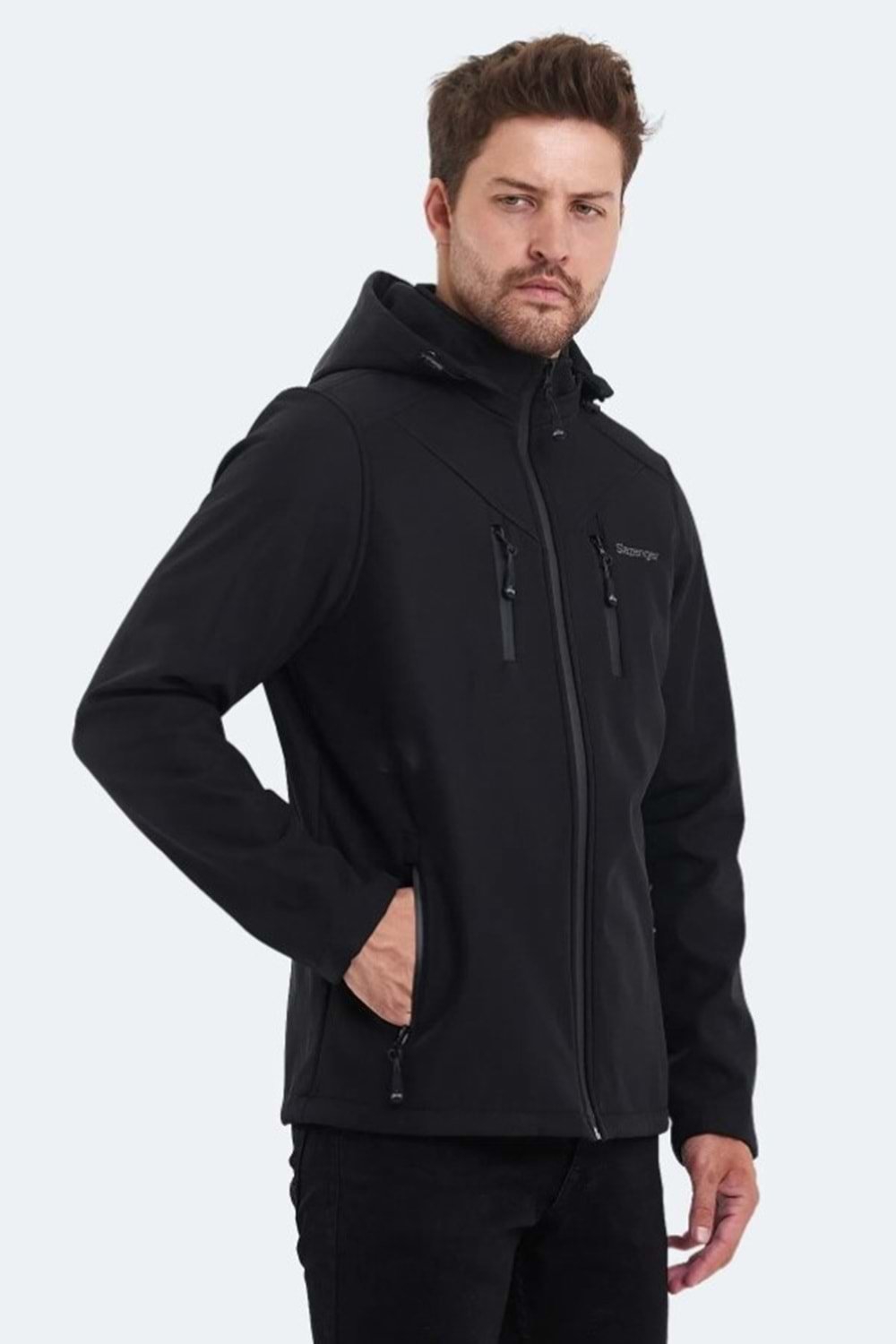 Slazenger ST21JE004 Ha-Yun Erkek Softshell Kapüşonlu Mont & Kaban - Slazenger - Siyah