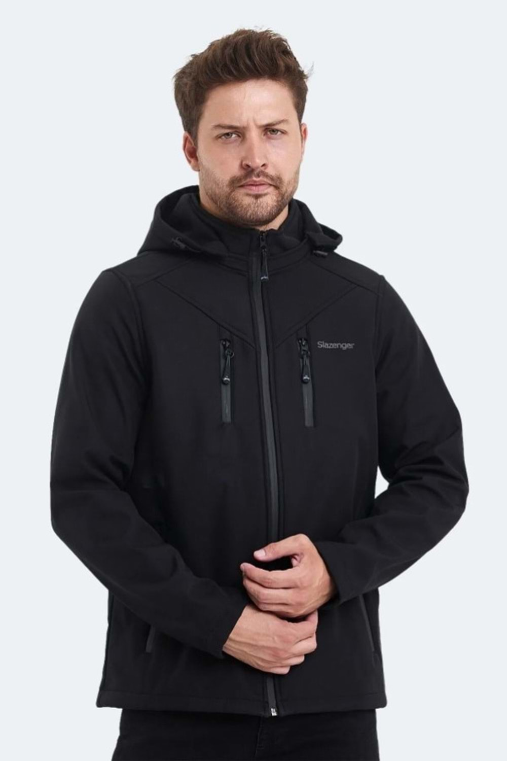 Slazenger ST21JE004 Ha-Yun Erkek Softshell Kapüşonlu Mont & Kaban - Slazenger - Siyah