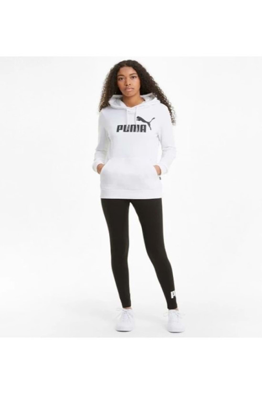 Puma Ess Logo Hoodie Tr 586791_02 Kadın Kapüşonlu Sweatshirt - Beyaz - ST02667-Beyaz-M