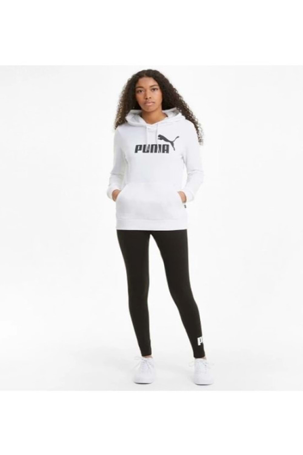 Puma Ess Logo Hoodie Tr 586791_02 Kadın Kapüşonlu Sweatshirt - Beyaz - ST02667-Beyaz-S