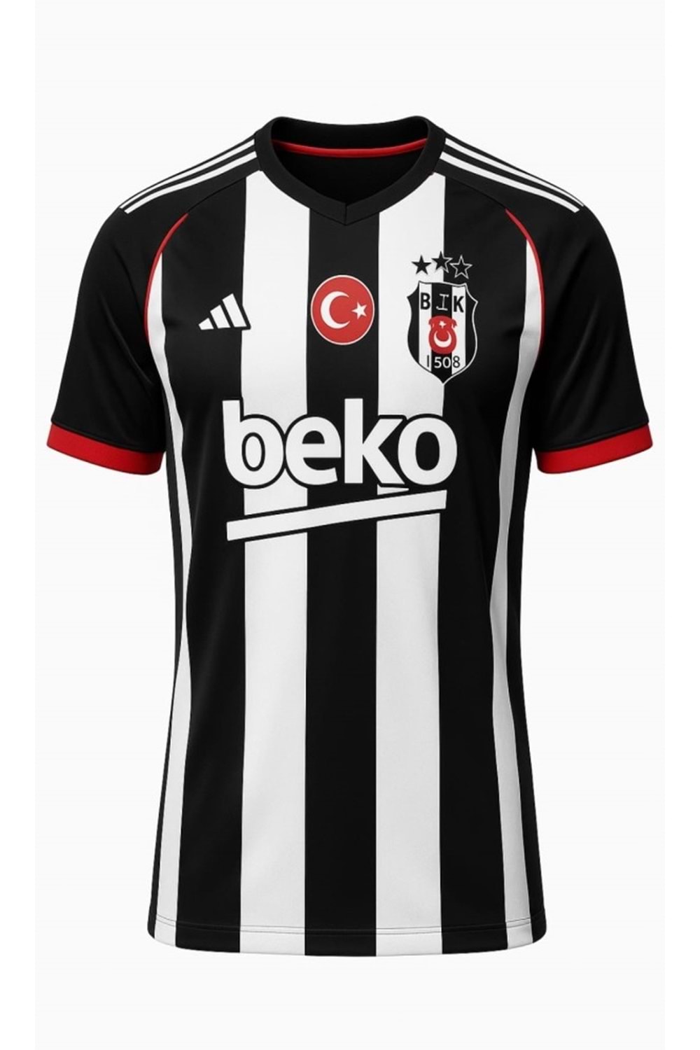 Beşiktaş B02864 Çubuklu İç Saha Forması 2025/2026 - Siyah