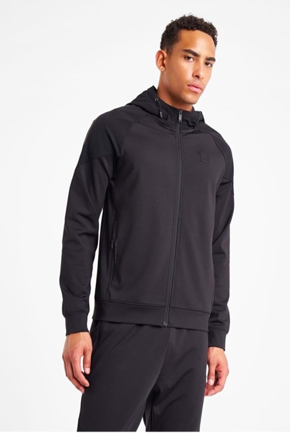 Lescon 25N-1117 Erkek Fermuarlı Kapüşonlu Sweatshirt - Siyah