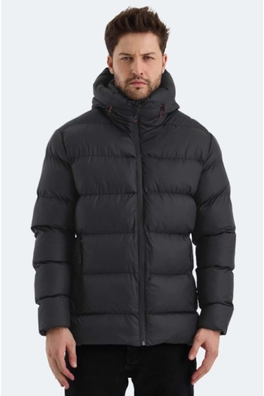 Slazenger Hank Erkek Kapüşonlu Şişme Siyah Mont - Siyah