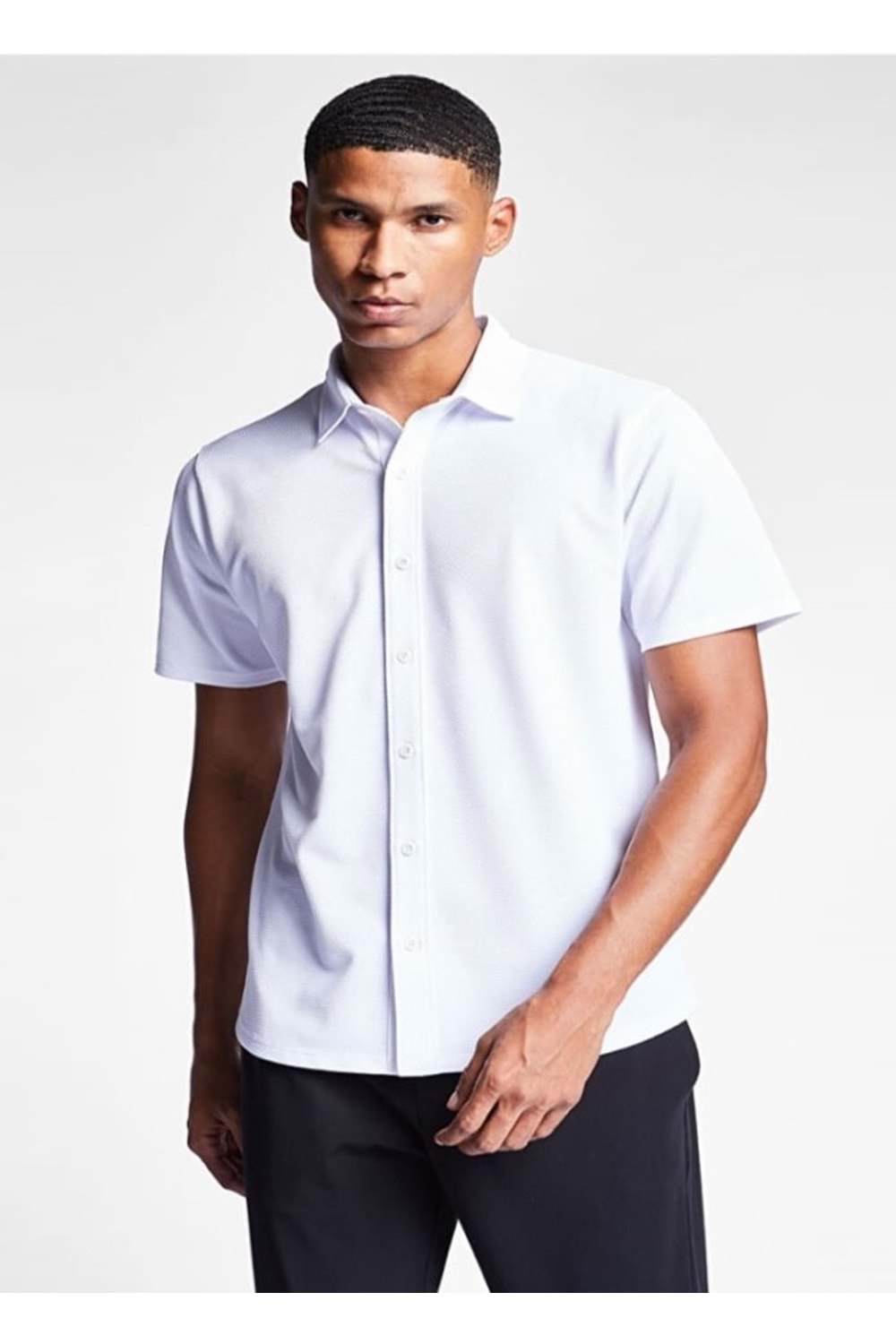 Lescon 26S-1207-26B Erkek Kısa Kol Gömlek - Beyaz - ST03043-Beyaz-M