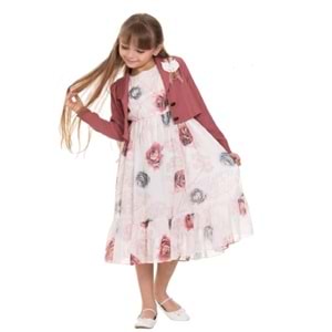 Gülücük Kids 00659 Kız Çocuk Şifon Desenli Bolero Elbise