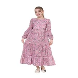 Gülücük Kids G00662-423 Kız Çoçuk Empirme Çicekli Elbise