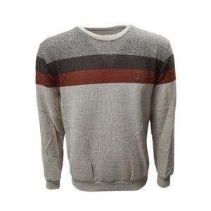 Rey Polo R01130 Erkek Basic Selanik Çizgili Sıfır Yaka Sweatshirt