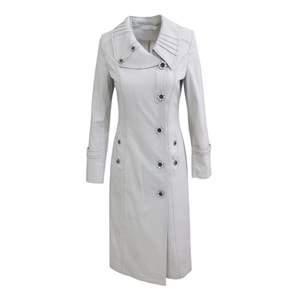 İli İ01311 Kadın Keten Önü Düğmeli Trençkot