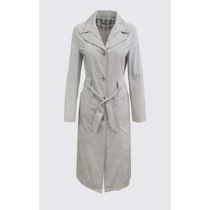 İli İ01411 Kadın Keten Önü Düğmeli Trençkot