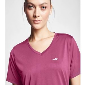 Lescon 24S-2208-24B Kadın V Yaka Kısa Kollu T-shirt