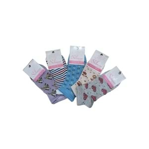 Selman Socks Kadın Pamuk Desenli Patik Çorap 36-40 (5 Adet) S 01582