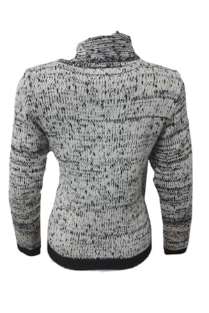 Hemera H00038 Kadın El Örgü Boğazlı Kalın Kazak - Mtn - Gri - ST00038-Gri-STANDART
