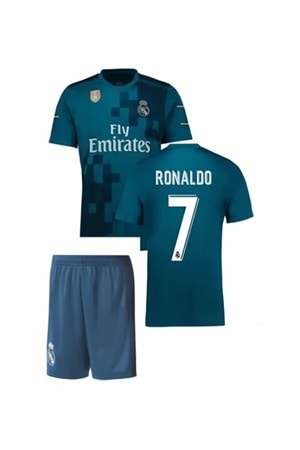 Ronaldo R00180 Turkuaz Real Madrid Çocuk Deplasman Forma 2017-2018 - Turkuaz - ST00180-Turkuaz-128
