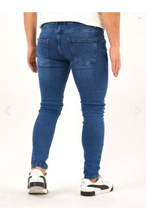 Hacker T 175-832 Erkek Denim Tom Slim Likralı Kot Pantolon - Mavi - ST00217-Mavi-34