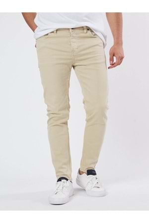Hacker Tom T394-448 Erkek Denim Slim Likralı Kot Pantolon - Bej - ST00220-Bej-32
