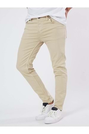 Hacker Tom T394-448 Erkek Denim Slim Likralı Kot Pantolon - Bej - ST00220-Bej-32
