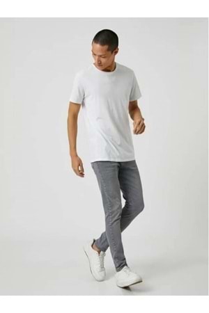 Hacker T 216-1680 Erkek Denim Tom Slim Licralı Kot Pantolon - Gri - ST00221-Gri-34