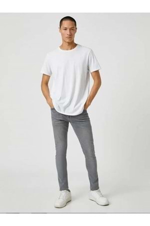 Hacker T 216-1680 Erkek Denim Tom Slim Licralı Kot Pantolon - Gri - ST00221-Gri-34