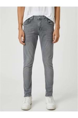 Hacker T 216-1680 Erkek Denim Tom Slim Licralı Kot Pantolon - Gri - ST00221-Gri-34