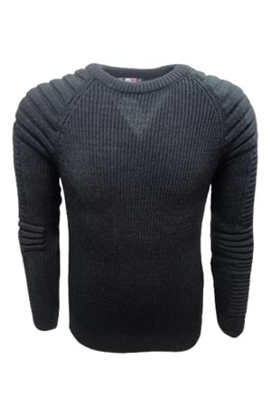 Ce-Ce C1006 Erkek Triko Basic Bisiklet Yaka Kalın Kazak - C1006 - Siyah - ST00270-Siyah-XXL