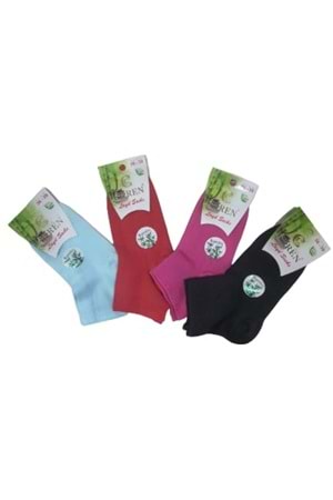 Ceren Kadın Bambu Layd Socks Patik Çorap (4 Paket) C 00273 - Karışık Renkli - 36-39