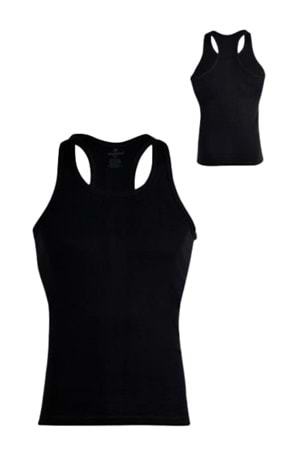 Ceylanoğlu C025 Erkek Penye Ribana 2'li Spor Atlet - Siyah - XXL