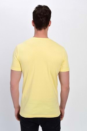 Dynamo Erkek Basic Likralı V-Yaka T-shirt - T-339 - Sarı - M