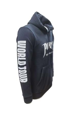 Tarz Cool T00633 Erkek Pamuklu Kapüşonlu Baskılı Üç İplik Sweatshirt - T00633 - Siyah - ST00633-Siyah-L