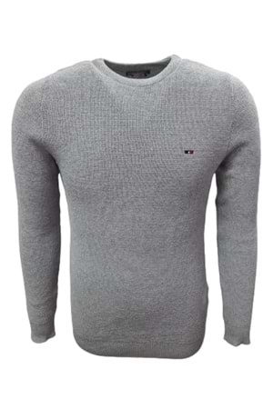 Ce-Ce C3210 Erkek Basic Triko Bisiklet İnce Kazak - C3210 - Gri - ST00810-Gri-XXL