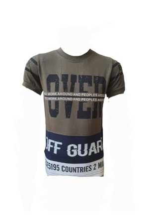 Petitox Çocuk Erkek Baskılı T-shirt 4003 - Haki - 9 YAŞ