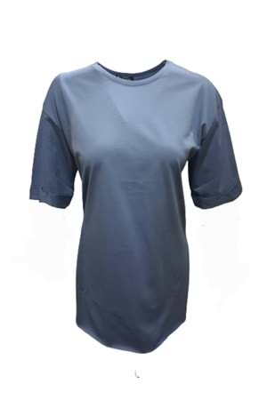 Kuzey Kadın Duble Kol Yırtmaçlı Oversize T-shirt 3001 - Mavi - M