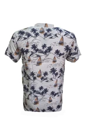 Ronex Erkek Viskon Baskılı Kısa Kol Gömlek St00941 - Bej - L