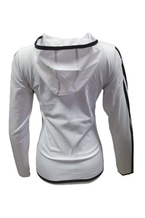 Adidas A0778 Kadın Dalgıç Kolu Şeritli Tam Fermuarlı Sweatshirt - Beyaz - ST01081-Beyaz-XXL