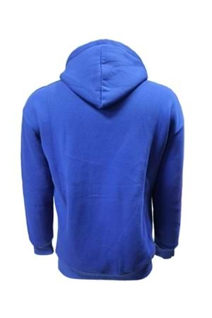 Tarz Cool T01128 Erkek Pamuklu Kapüşonlu Şardonlu Üç İplik Sweatshirt - ST01128-Mavi-M