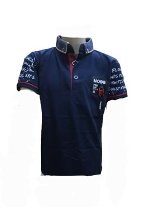 Petitox Çocuk Erkek Polo Yaka Baskılı T-shirt 3023 - Lacivert - 7 YAŞ