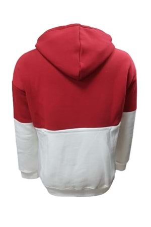 Tarz Cool T01215 Erkek Oversize Kapüşonlu Baskılı Üç İplik Sweatshirt - ST01215-Kırmızı-L