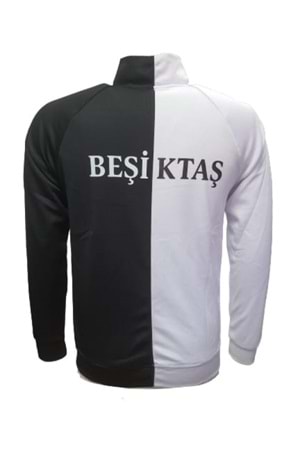 Beşiktaş B01243 Erkek Sweatshirt Fermuarlı Antrenman Eşofman Üst - B01243 - Beyaz-Siyah