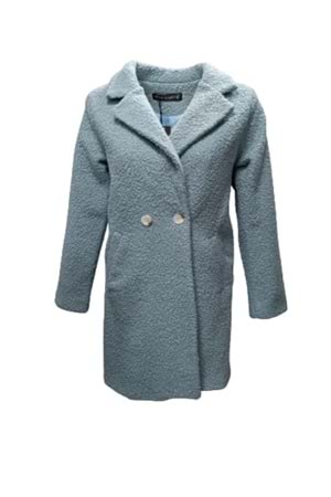 Kaside K3401 Kadın Buklet Kısa Kaşe Kaban - K3401 - Mavi - ST01337-Mavi-XL