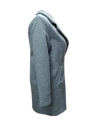 Kaside K3401 Kadın Buklet Kısa Kaşe Kaban - K3401 - Mavi - ST01337-Mavi-XL