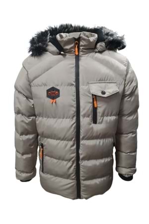 Es Booz E01347 Çocuk Erkek Kapüşonlu Kürklü Spor Mont - E01347 - Bej - ST01347-Bej-15 YAŞ