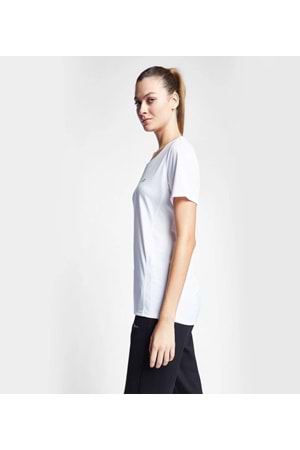 Lescon 24S-2208-24B Kadın V Yaka Kısa Kollu T-shirt - Beyaz