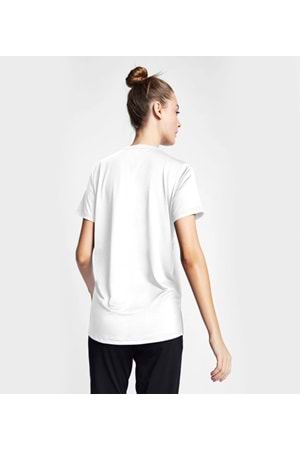 Lescon 24S-2208-24B Kadın V Yaka Kısa Kollu T-shirt - Beyaz