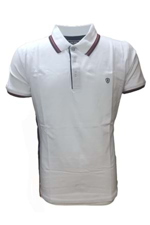 Rey Polo Erkek Basic Polo Yaka Kısa Kol T-shirt 463 - Beyaz - L