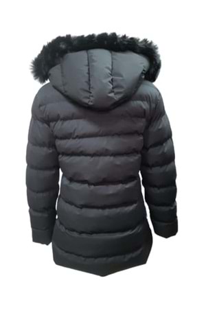 Burberry B01481 Çocuk Kız Şişme Dolum Kapüşonlu Kaban - B01481 - Siyah