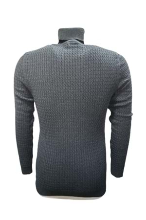 Ce-Ce 3199 Erkek Basic Tam Balıkçı Yaka Boğazlı Kazak - Antrasit