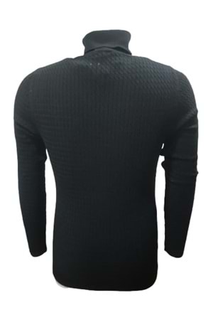 Ce-Ce 3199 Erkek Basic Tam Balıkçı Yaka Boğazlı Kazak - Siyah