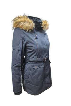 Tmberline Tb3434 Kadın Gabardin Kapüşonu Kürklü Kısa Boy Mont - Tb3434 - Lacivert - ST01709-Lacivert-M